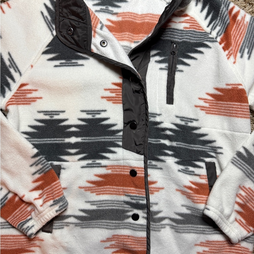 Boho Patterned Fleece Button Jacket - Picture 3 of 5